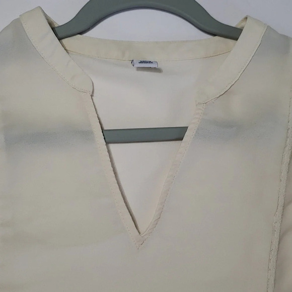 Old Navy Ivory Sheer Blouse Small    Garden Floral Cottage Minimalist Feminine - Picture 11 of 16